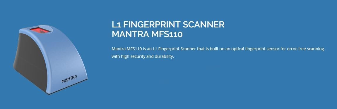 Mantra MFS 110 L1 Biometric Single Fingerprint Scanner | Aadhaar Authentication Device | Latest Updated RD Service | High Securety and Fast scanning | Reliable and Durable