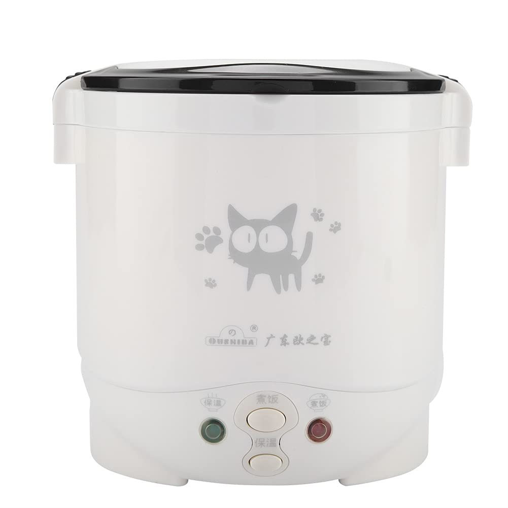 12V 100W 1L Electric Portable Rice Cooker for Car, Multifunctional Food Steamer, White, Non-Stick Coating