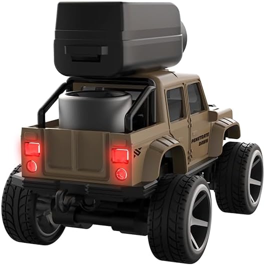1:64 Mini Alloy Video RC Car – APP & Remote Control Built-in Camera for Real-Time Viewing Shock-Absorbing Climbing Design LED Lights 30m Range & 15min Runtime(Yellow)