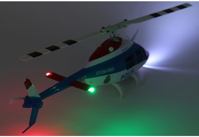 RC ERA C138-PRO Bell-206 Brushless Stabilized 6-Axis Gyroscope 6CH 3D RC Helicopter With Optical Flow Sensor and Upgraded Transmitter - Remote Control Helicopter RTF For Beginner & Adults (Blue)