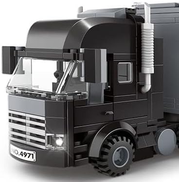 General Jim's Black Semi Truck Building Blocks Set – 231mm Highly Detailed Model - Realistic Black Cab Gray and Yellow Trailer Mirrors Exhaust Stack – Perfect for Hobbyists & Train Garden Displ