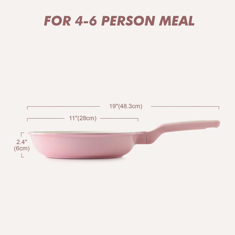 SENSARTE Nonstick Ceramic Frying Pan 11-Inch, Healthy Non Toxic Skillet, Induction Compatible Omelet Pan with Heat Resistant Handle, PFAS-Free, Pink