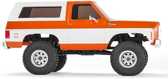 FCX24 FMS 1/24 K5 Chevy Blazer RC Crawler Officially Licensed Mini RC Car Pick Up Truck & SUV 2 in 1 4WD 8km/h 2 Speeds Switch Off-Road RC Model with LED Lights for Adults (Orange)