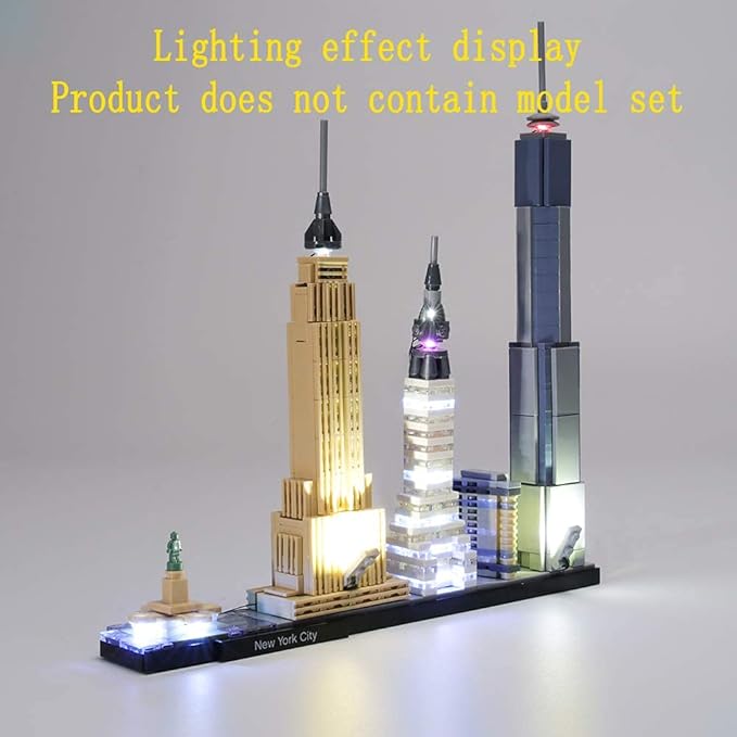 Upgraded Version Light Kit for New York City - Compatible with Lego Architecture 21028 Building Blocks Model (Model Set Not Included)