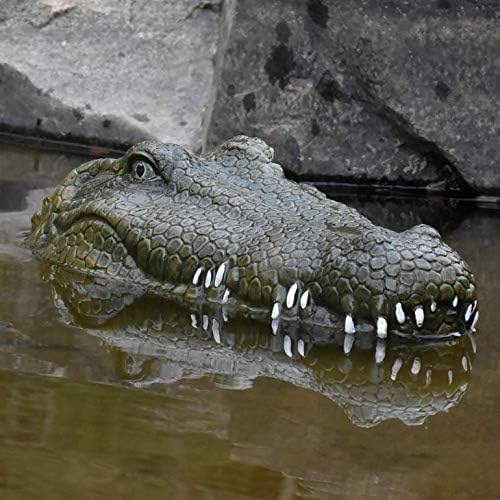 2.4 GHz Remote Control Alligator Head Boat RC Boats - Large Resin Decoy and Floating Crocodile Head Toy Rechargeable Battery Prank Toys Remote Controlled Boat Lake & Pool