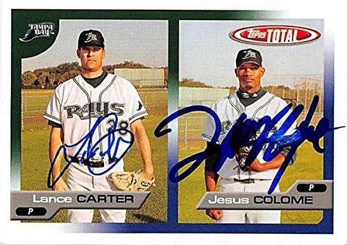 Sports Memorabilia Autograph Warehouse 247719 Lance Carter & Jesus Colome Autographed Baseball Card - Tampa Rays 2005 Topps Total - No. 598