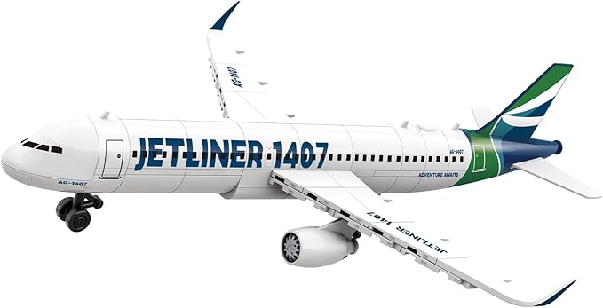 Apostrophe Games Commercial Jetliner Building Block Set - 133 Pcs Ages 10+ Airplane Model Toy
