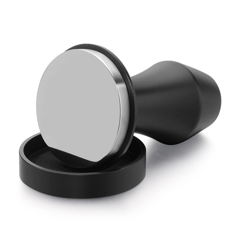 Normcore V4 Coffee Tamper 53.3mm - Spring-Loaded Tamper - Barista Espresso Tamper with 15lb / 25lb / 30lbs Replacement Springs - Anodized Aluminum Handle and Stand - Flat Base, Black