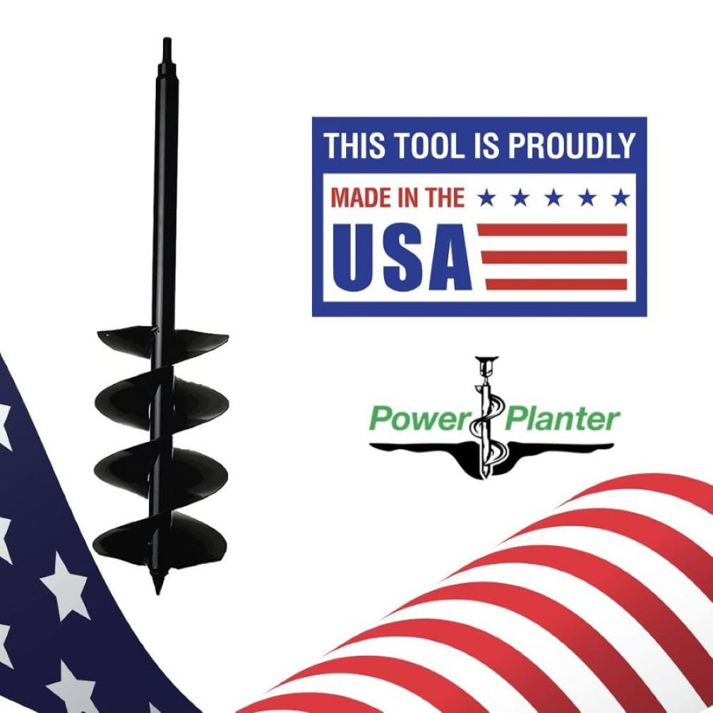 Power Planter Auger Drill Bit Extension 7" x 28" with 1/2" Non-Slip Hex Drive — Garden Auger for Planting Gallon Potted Plants and Post Holes — Garden Digging Tool for Dirt, Sand, Soil & Clay
