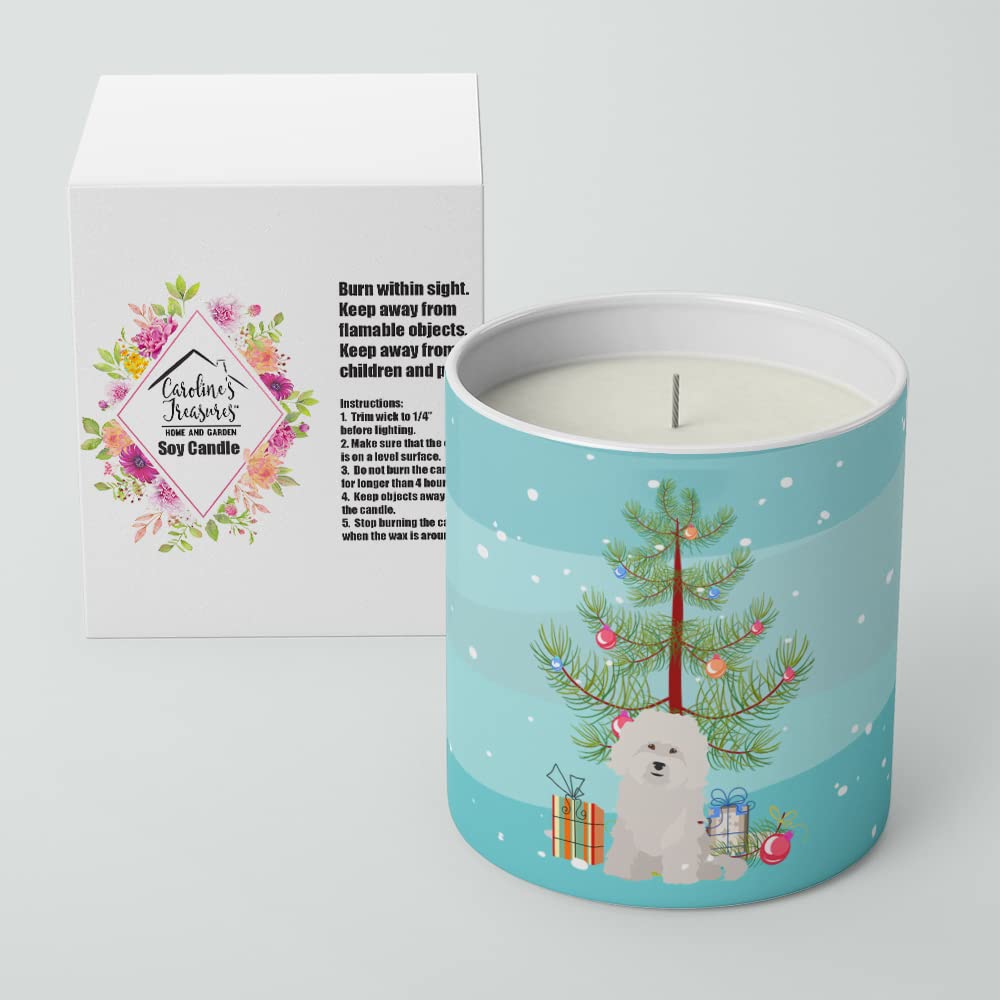 Caroline's Treasures CK3492CDL Bolognese Christmas Tree 10 oz Decorative Soy Candle Nature Soy Wax Essential Oil Home Decor Ideal for Bedroom Kitchen Bath Office Gift, 10 oz