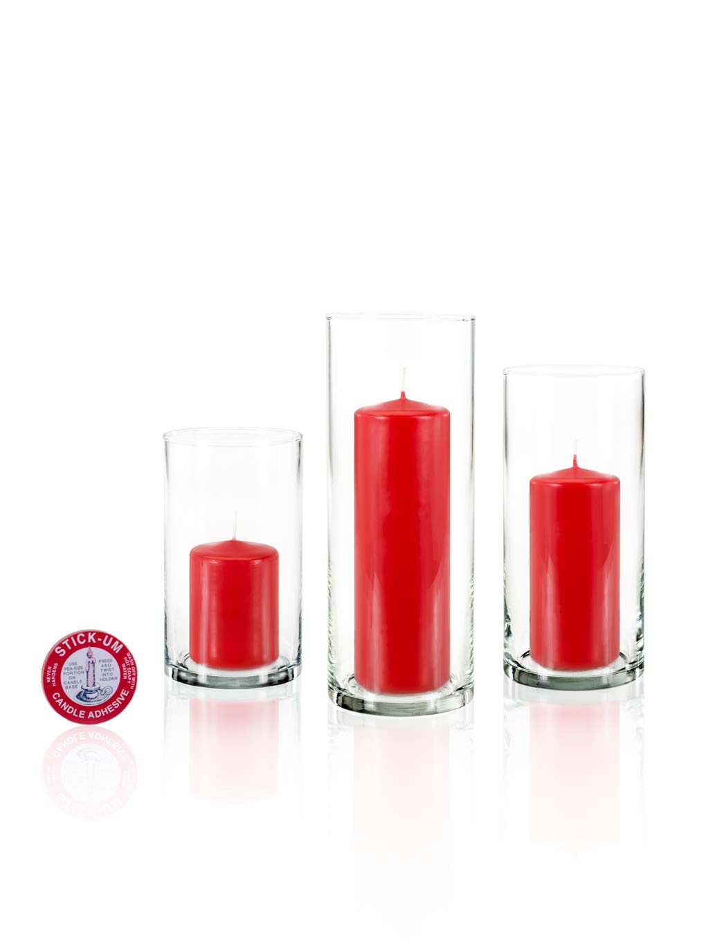yummi Set of 12 Slim Pillars and Cylinder Vases - Ruby Red