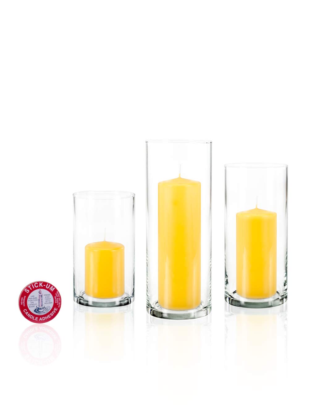 yummi Set of 12 Slim Pillars and Cylinder Vases - Bright Yellow