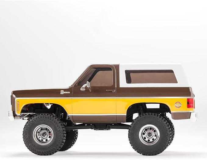FCX24 FMS 1/24 K5 Chevy Blazer RC Crawler Officially Licensed Mini RC Car Pick Up Truck & SUV 2 in 1 4WD 8km/h 2 Speeds Switch Off-Road RC Model with LED Lights for Adults (Brown)