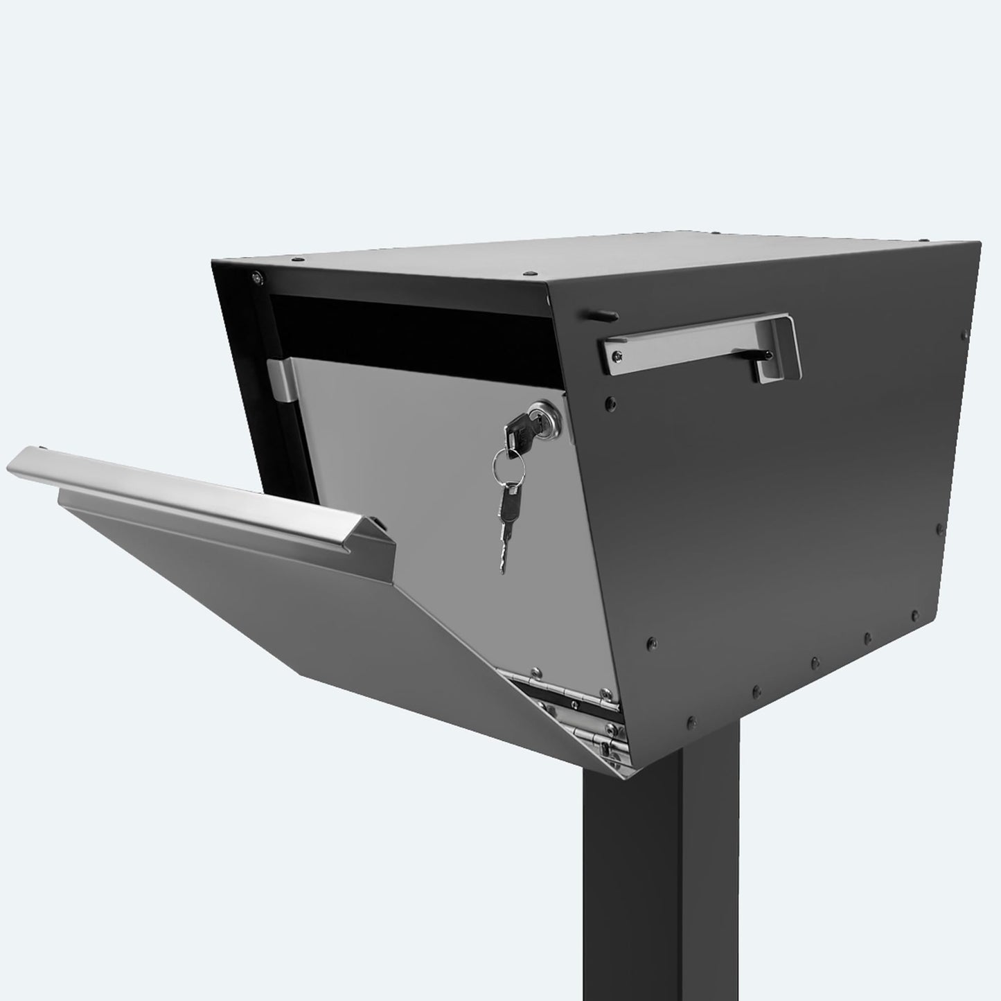 Movo Home Walter Post Mount Mailbox, Modern Curbside Stainless Steel, Large Locking, Black