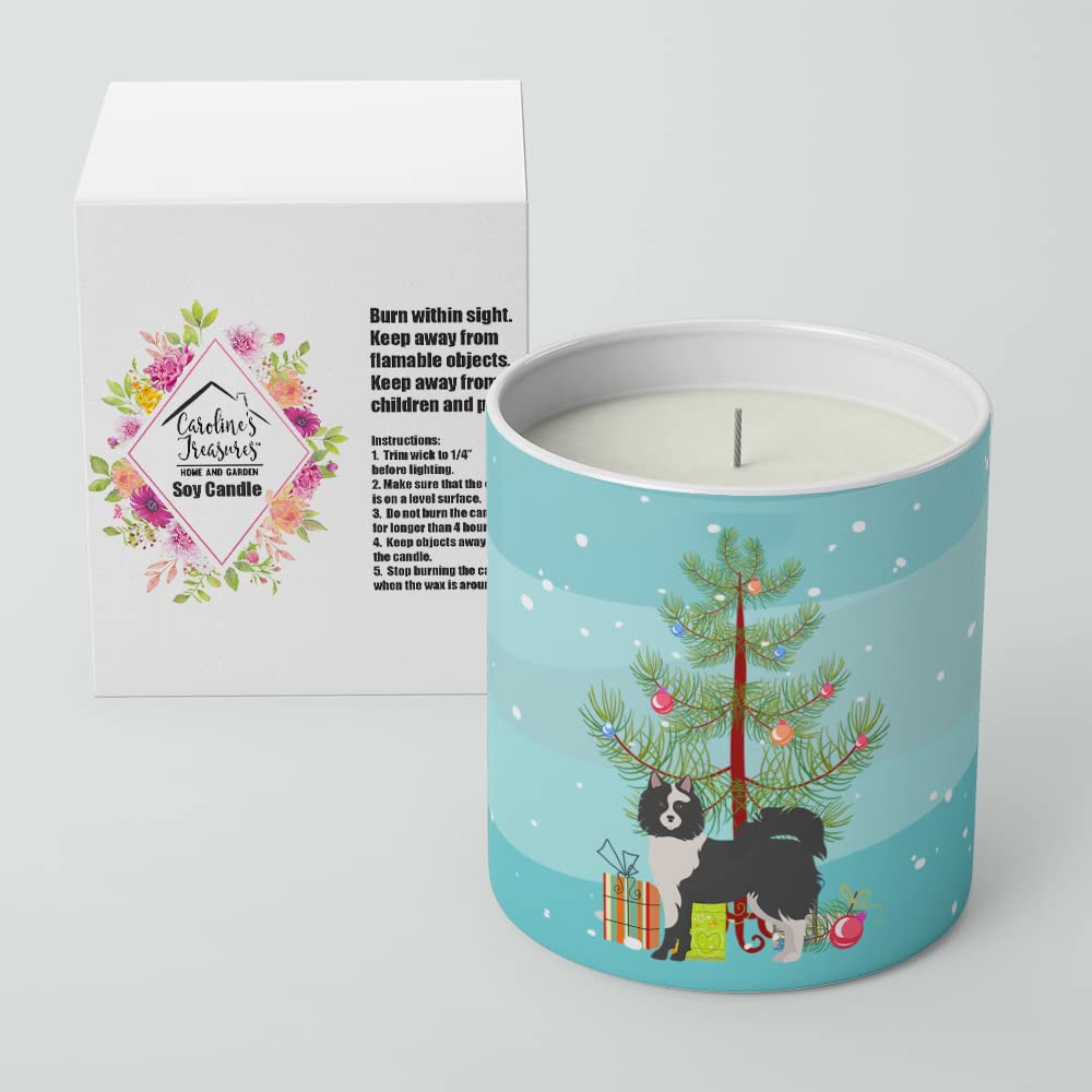 Caroline's Treasures CK3452CDL Black and White Elo Dog Christmas Tree 10 oz Decorative Soy Candle Nature Soy Wax Essential Oil Home Decor Ideal for Bedroom Kitchen Bath Office Gift, 10 oz