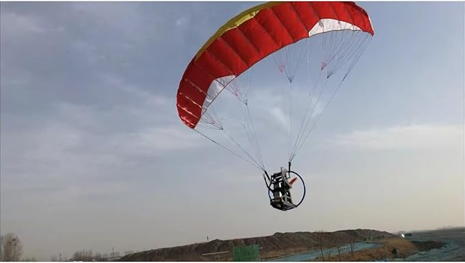 2.4G RC Paraglider with Wheeled Cart & 1.8m Wingspan Nylon Canopy High-Altitude Stunt Flight Paraglider 30 Mins Flight Time Ideal Gift for Outdoor Adventurer (RTF/Random Color)