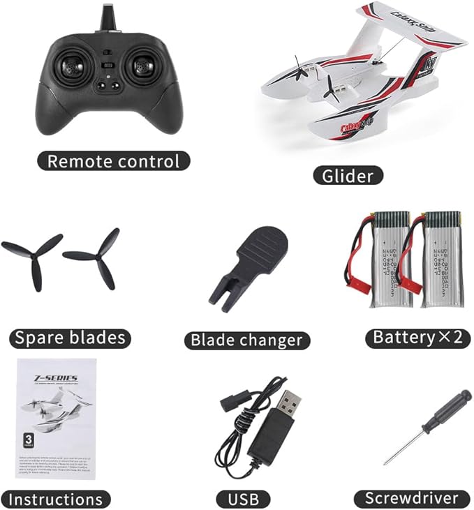 GoolRC RC Plane 3CH Remote Control Airplane for Water Land & Air Amphibious Triphibian RC Aircraft 2.4GHz Seaplane Glider RC Floatplane with 6-Axis Gyro & 2 Batteries for Adults