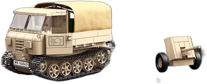 General Jim's WW2 Armored Vehicle Building Block Set - RSO/01 Track Tracker & 37mm Anti-Tank Set - 606 Pieces