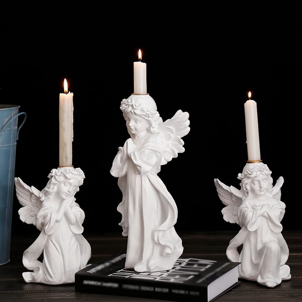 Candlestick Holders Retro Angel Candle Holder Romantic Candlelight Dinner Candle Holder Ornament Wedding Scene Arrangement Props Gift Decorations Candle Holders (Size : B)