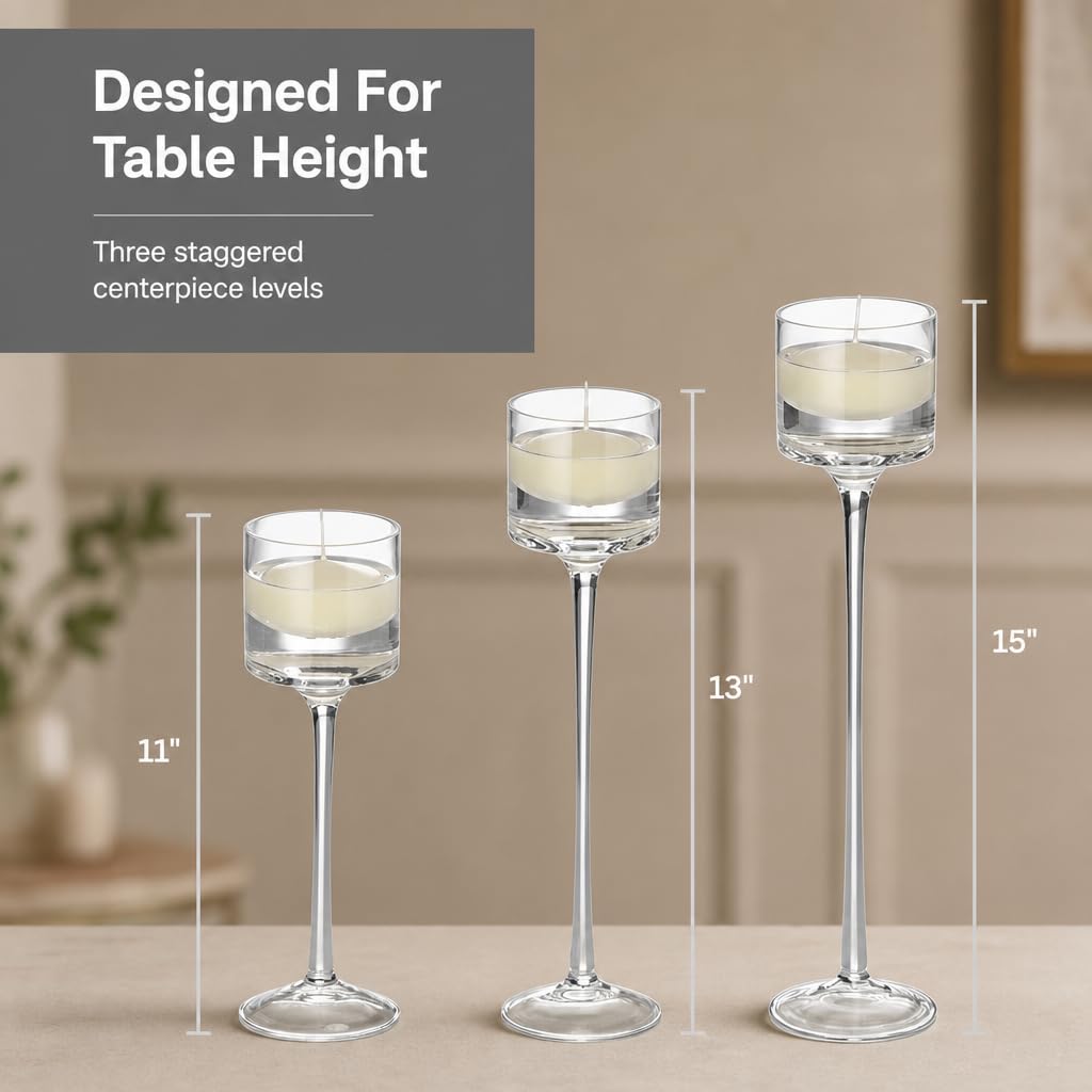 yummi Set of 18 Floating Candles and Monet Stem Holders - Ivory