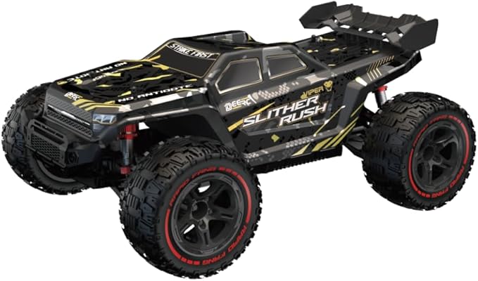DEERC 209E 1:10 Fast Brushless RC Car for Adults & Boys 60+ KMH High Speed 4WD Off-Road Remote Control Truck with 2 x 3S Batteries & Extra Swing Arms Hobby Grade Racing Car RC Crawler Gift