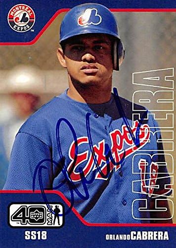 Sports Memorabilia Autograph Warehouse 244855 Orlando Cabrera Autographed Baseball Card - Montreal Expos FT 2002 Upper Deck Fortyman - No. 713
