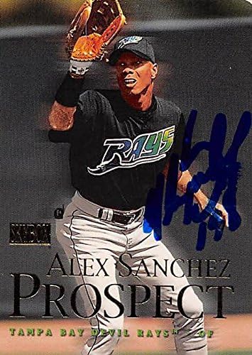 Sports Memorabilia Autograph Warehouse 247668 Alex Sanchez Autographed Baseball Card - Tampa Rays 2000 Skybox - No. 234
