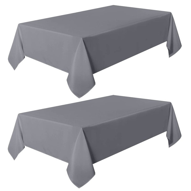 sancua 2 Pack Light Grey Tablecloth 60 x 120 Inch, Rectangle 8 Feet Table Cloth - Stain and Wrinkle Resistant Washable Polyester Table Cover for Dining Tables, Buffet Parties and Camping
