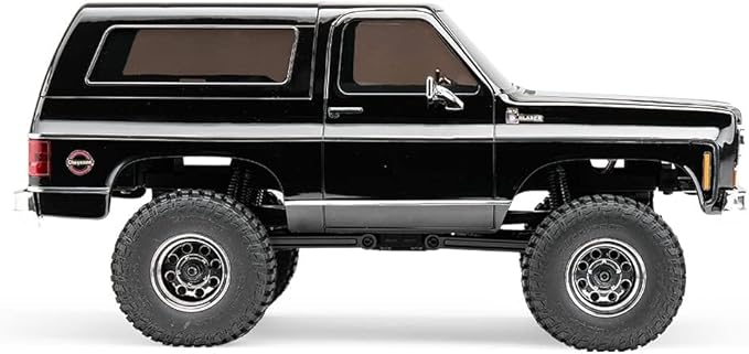 FCX24 FMS 1/24 K5 Chevy Blazer RC Crawler Officially Licensed Mini RC Car Pick Up Truck & SUV 2 in 1 4WD 8km/h 2 Speeds Switch Off-Road RC Model with LED Lights for Adults (Black)
