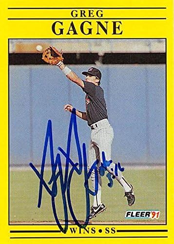 Sports Memorabilia Autograph Warehouse 245371 Greg Gagne Autographed Baseball Card - Minnesota Twins 1991 Fleer - No. 610
