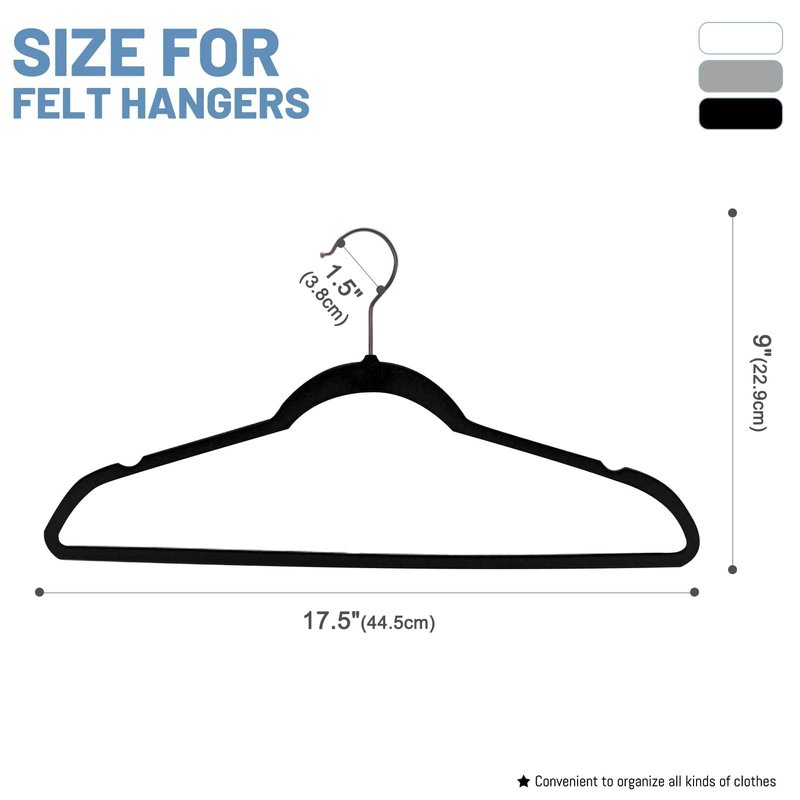 HOUSE DAY Black Velvet Hangers 60 Pack, Non Slip Felt Hanger, Slim Velvet Clothes Hangers for Suits, Shirt, Heavy Duty Coat Hanger for Closet