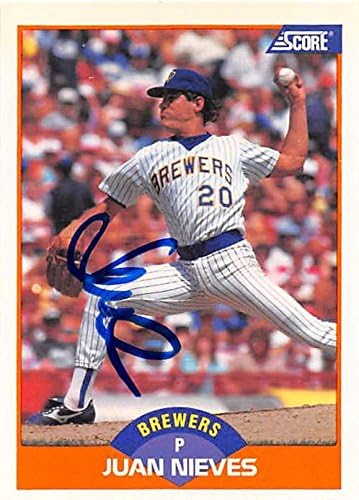 Autograph Warehouse 248108 Juan Nieves Autographed Baseball Card - Milwaukee Brewers 1989 Score - No. 410