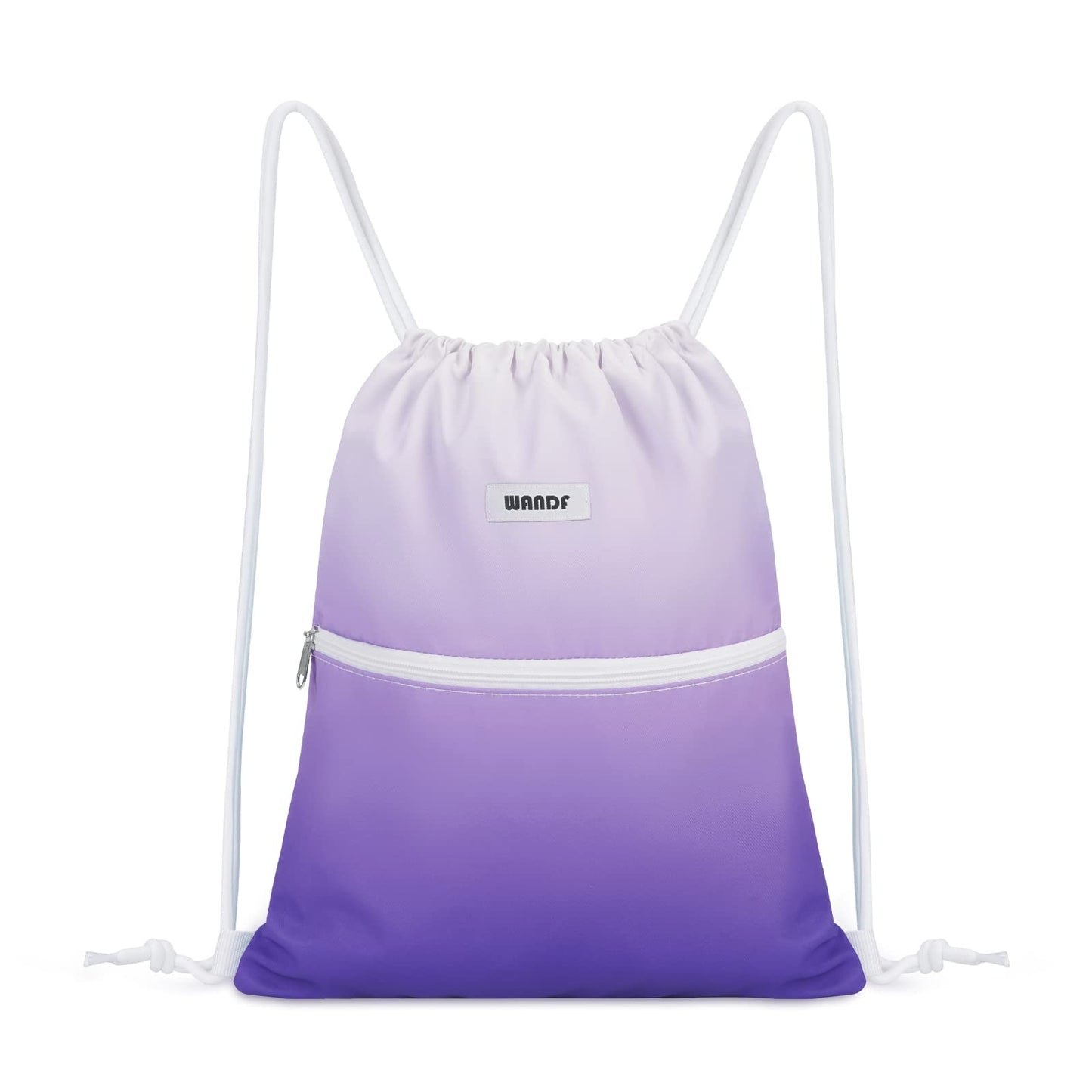 WANDF Drawstring Backpack String Bag Sackpack Cinch Water Resistant Nylon for Sport Yoga Gym Shopping (Purple Gradient)