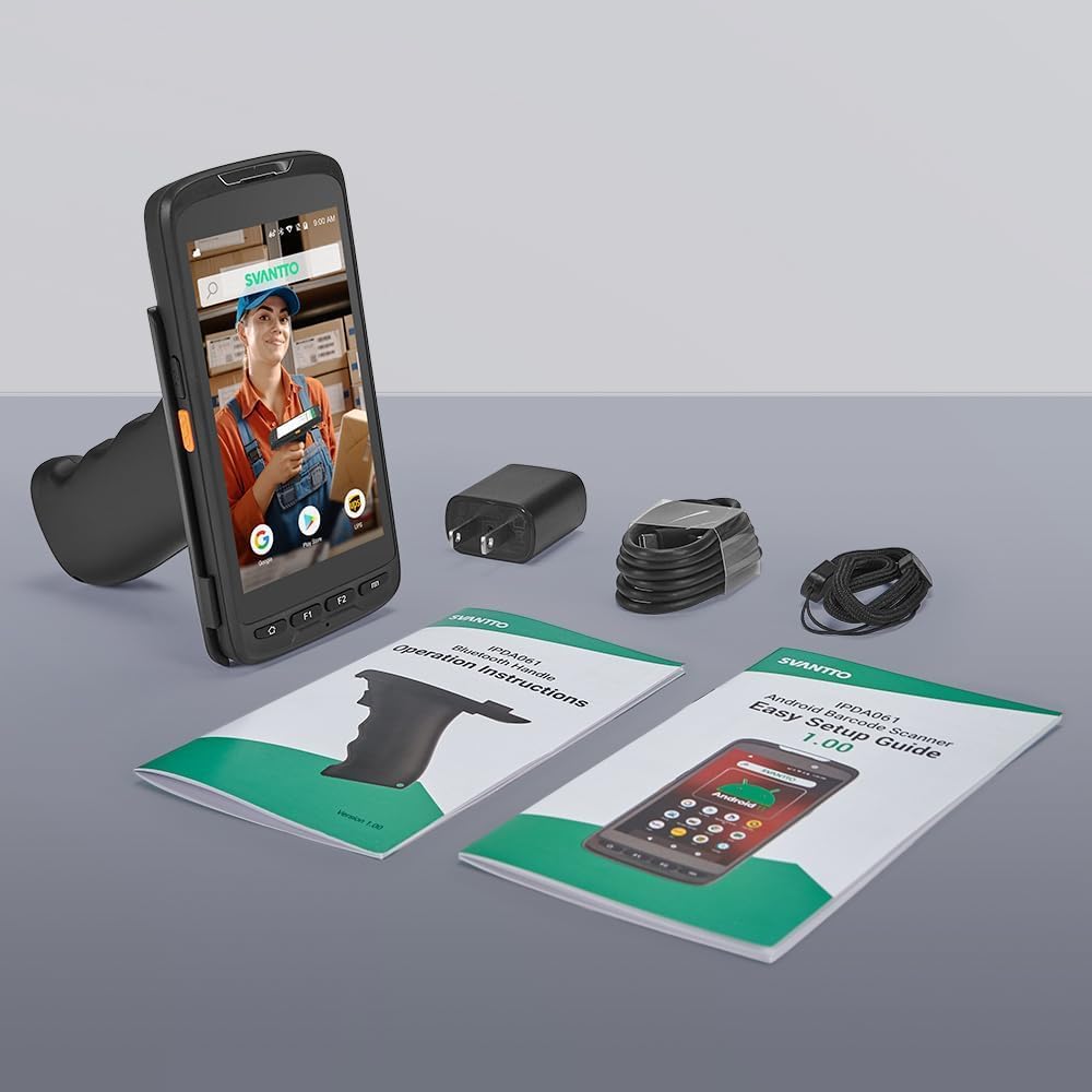 SVANTTO Android Barcode Scanner with Pistol Grip, Rugged PDA Android 11, 4+64GB, 1D/2D/QR Zebra Scanner SE4710, Bluetooth 5.0, WiFi, 4G LTE, NFC