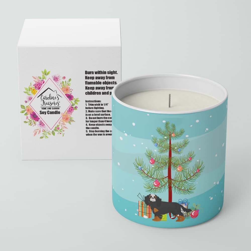 Caroline's Treasures CK3465CDL Cavalier King Charles Spaniel Christmas Tree 10 oz Decorative Soy Candle Nature Soy Wax Essential Oil Home Decor Ideal for Bedroom Kitchen Bath Office Gift, 10 oz
