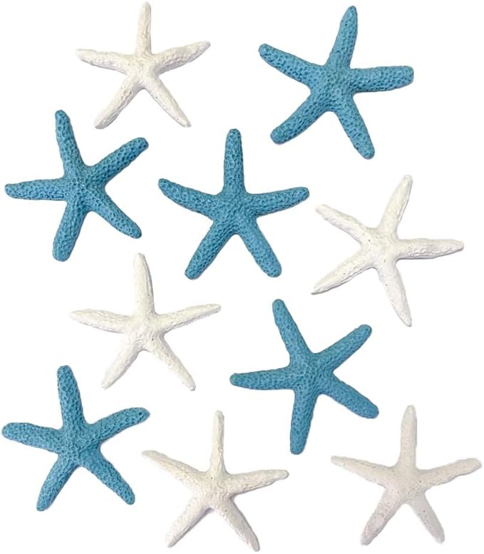 Tic-Tac-Toe Beach Decor | 9 x 9 | Perfect for Beach Décor | Plus Free Nautical eBook by Joseph Rains (Blue & White Starfish)