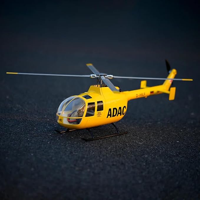FlyWing BO-105 Scale Four Blade Metal Rotor Head & 10CH Transmitter - Remote Control Helicopter GPS & 3D Mode Outdoor RC Helicopter RTF for Adult Beginners (Yellow (BO105-RTF-Y))