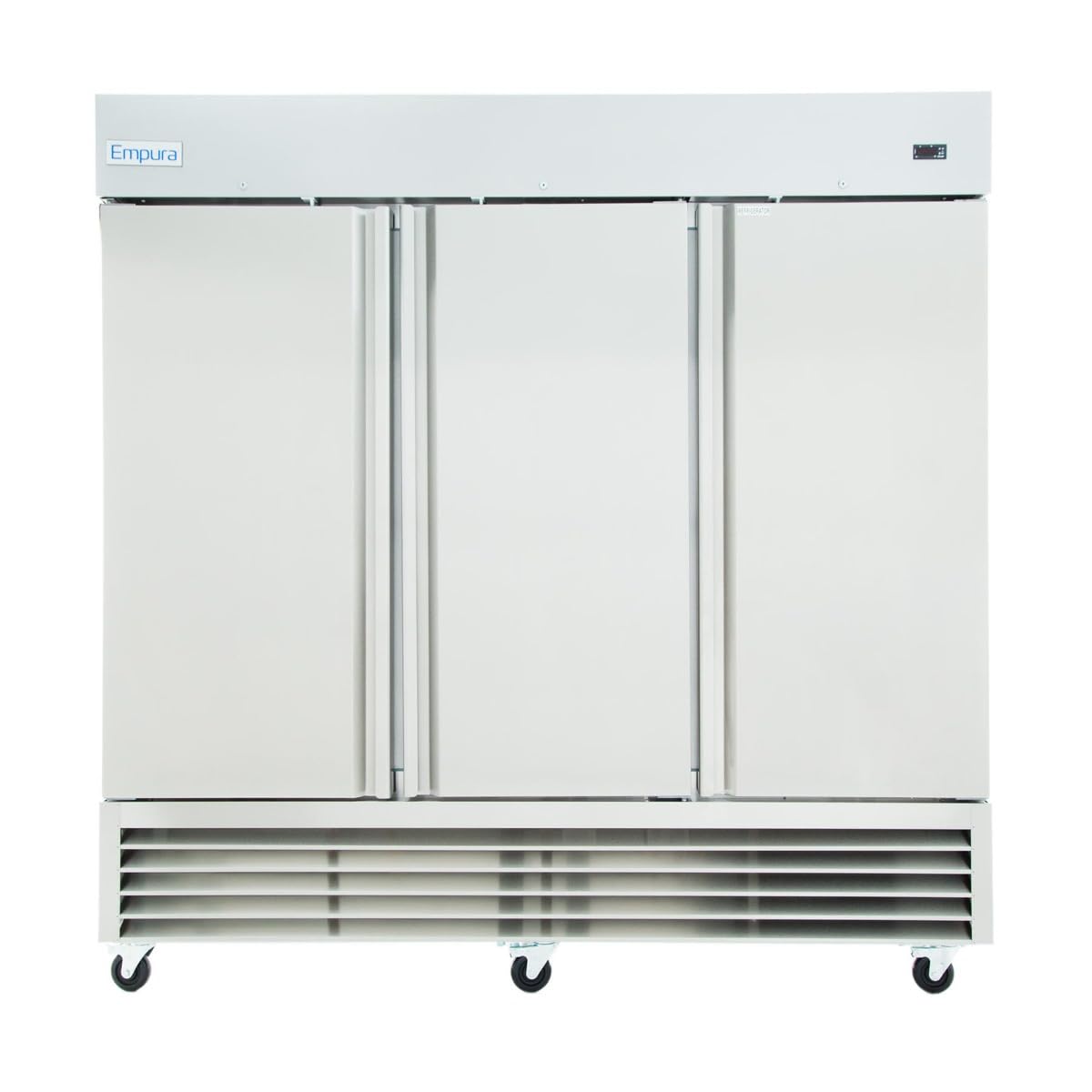 Empura 81" Reach-In Freezer with Three-Swing Solid Door | Merchandiser Frozen Display Refrigeration for Convinience Grocery Deli Store | 72 Cu. Ft. | 81"W x 32.7"D x 82.3"H, Stainless Steel, 115V-230V
