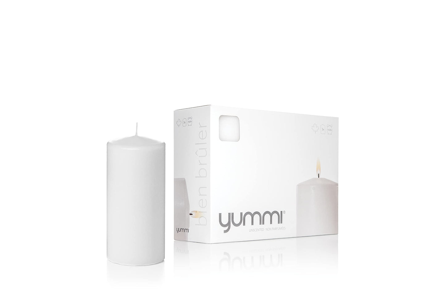 yummi 3" x 6" White Round Pillar Candles - 3 per Pack