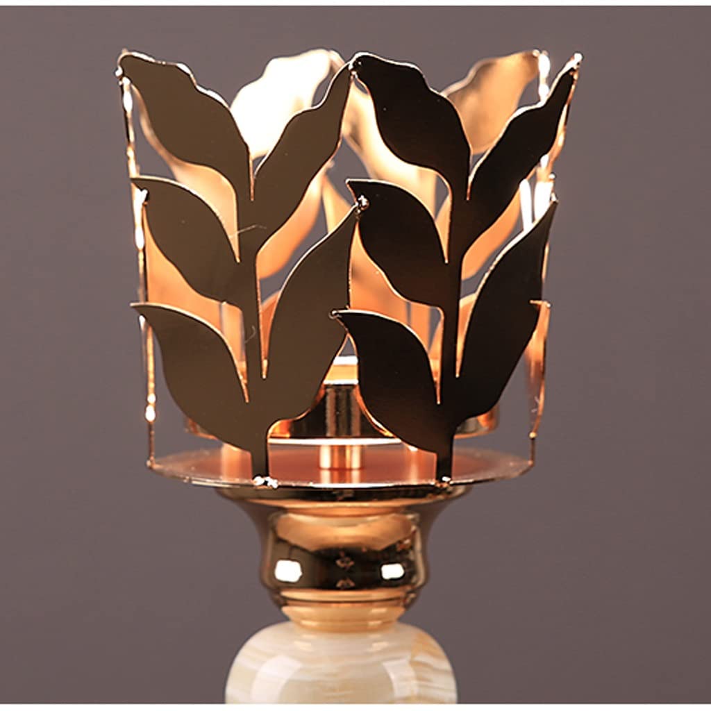 Candlestick Holders Retro Candle Holder Creative Light Luxury Table Decoration Romantic Candle Light Dinner Props Metal Ceramic Candle Holder Candle Holders(Size:A)