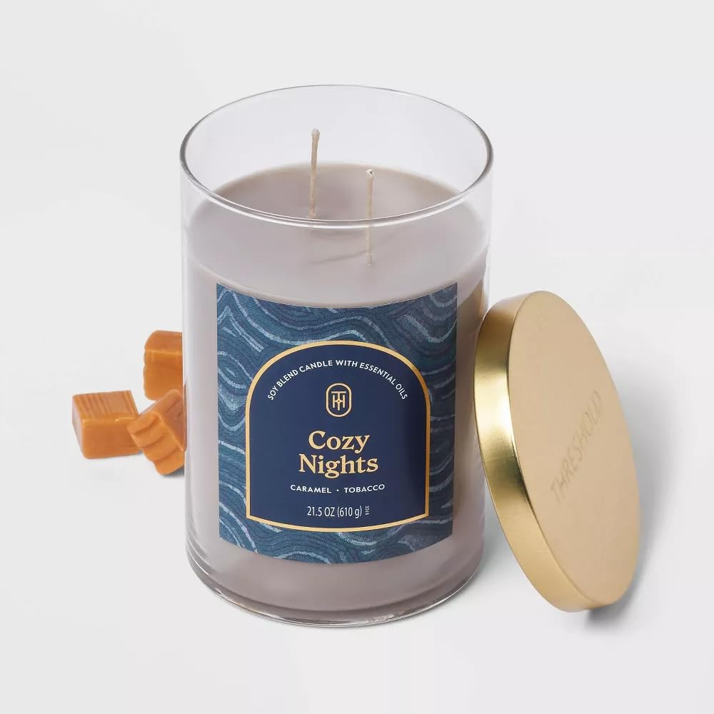 Threshold 2-Wick Lidded Glass Jar Candle (21.5oz, Cozy Night)