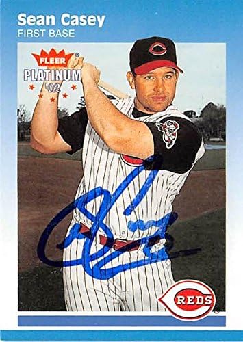 Sports Memorabilia Autograph Warehouse 302191 2002 Fleer Platinum Sean Casey Autographed No.180 Baseball Card - Cincinnati Reds