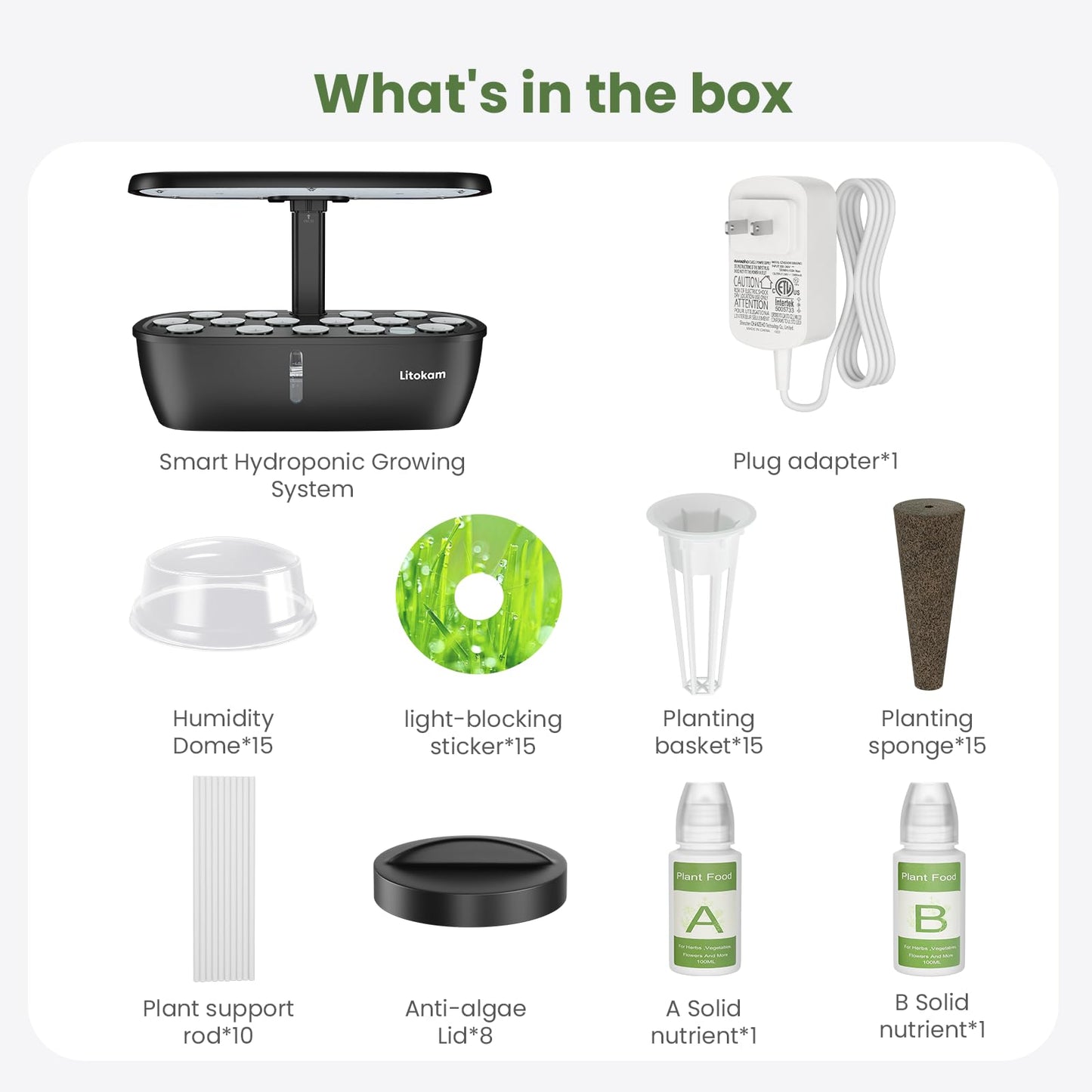 litokam Hydroponics Growing System Kit, 15 Pods Indoor Herb Garden with Smart APP & Quiet Pump, 24W LED Light, Auto Timer, Indoor Garden for Herbs, Vegetables & Flowers, Ideal Gift for Plant Lovers