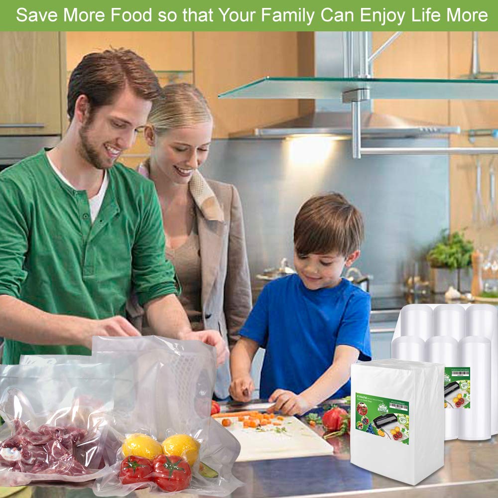 KitVacPak 6 Pack 8"x20'(3Rolls) and11"x20' (3Rolls) Vacuum Sealer Bags Rolls with BPA Free and Heavy Duty,Commercial Grade Vacuum Seal Freezer Bags Rolls Compatible with Any Type Vacuum Sealer