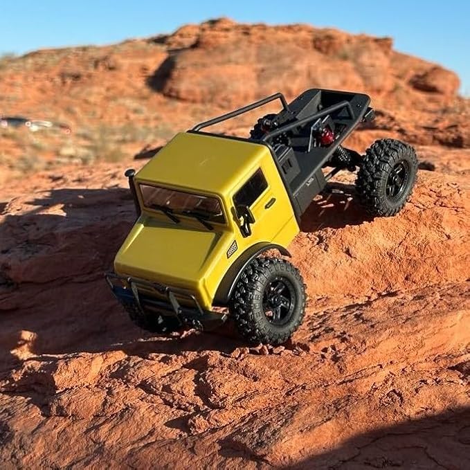 HOBBYPLUS CR-18P V3 Brushless Rushmore in -Hunter - Matte Sand - 1/18 Scale RC Truck Crawler with Off-Road RC Trucks Features Portal Axles & Metal Gears - RTR 2S/3S LiPo Compatible (1810419-V3)