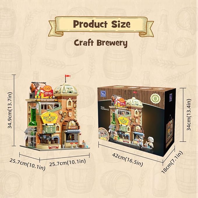 PANTASY Craft Beer Brewery Building Set for Adults – Vintage Microbrewery Factory Model with Modular Architecture Dynamic Mechanisms Self-Developed Minifigures & Display-Ready Design