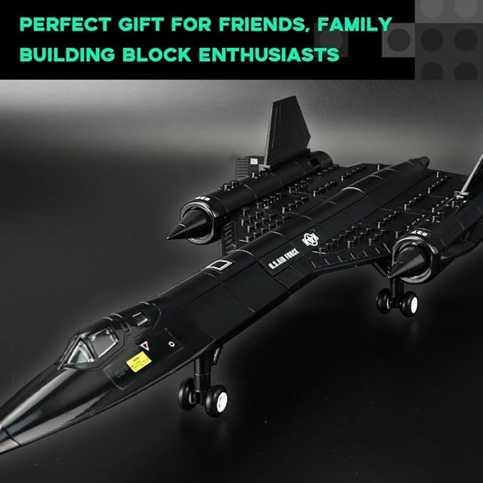 ArtorBricks SR-71 Reconnaissance Blackbird Airplane Military Building Set - 183 Piece Model Kit for Adults Collectors & Hobbyists