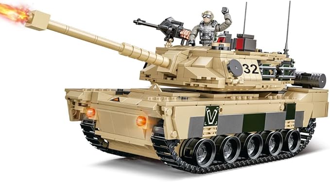 SEMKY Military Series M1 Abrams Tank MOC Building Blocks and Engineering Toy(1206Pieces)with 3 FigureWW2 Army Tank for Kid and Military Fan
