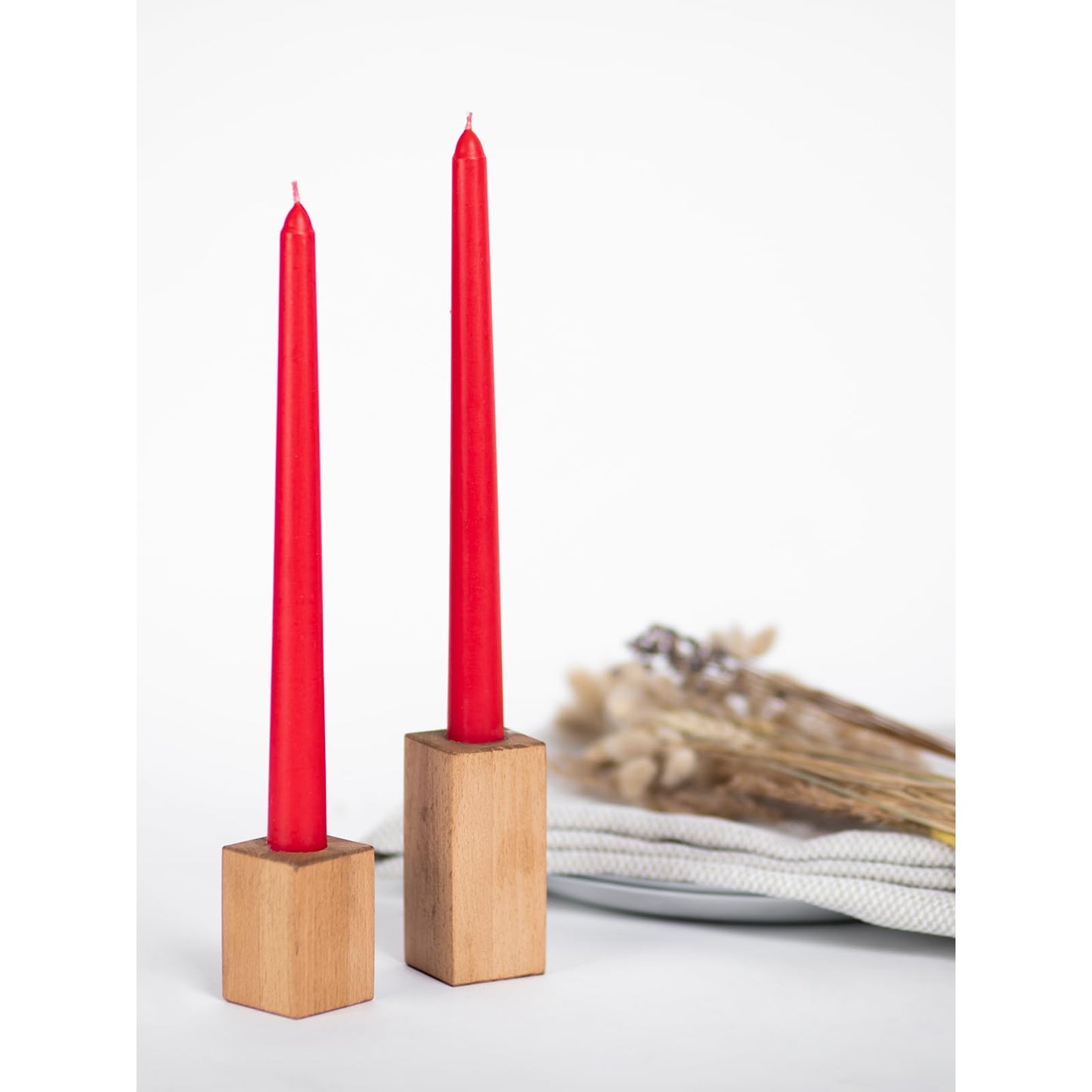 CANDWAX 10 inch Red Taper Candles Set of 12 - Dripless and Long Burning Candlesticks - Perfect as 10 inch Taper Candlesticks for Dinner or Holiday Home Decor - Red Candle Sticks