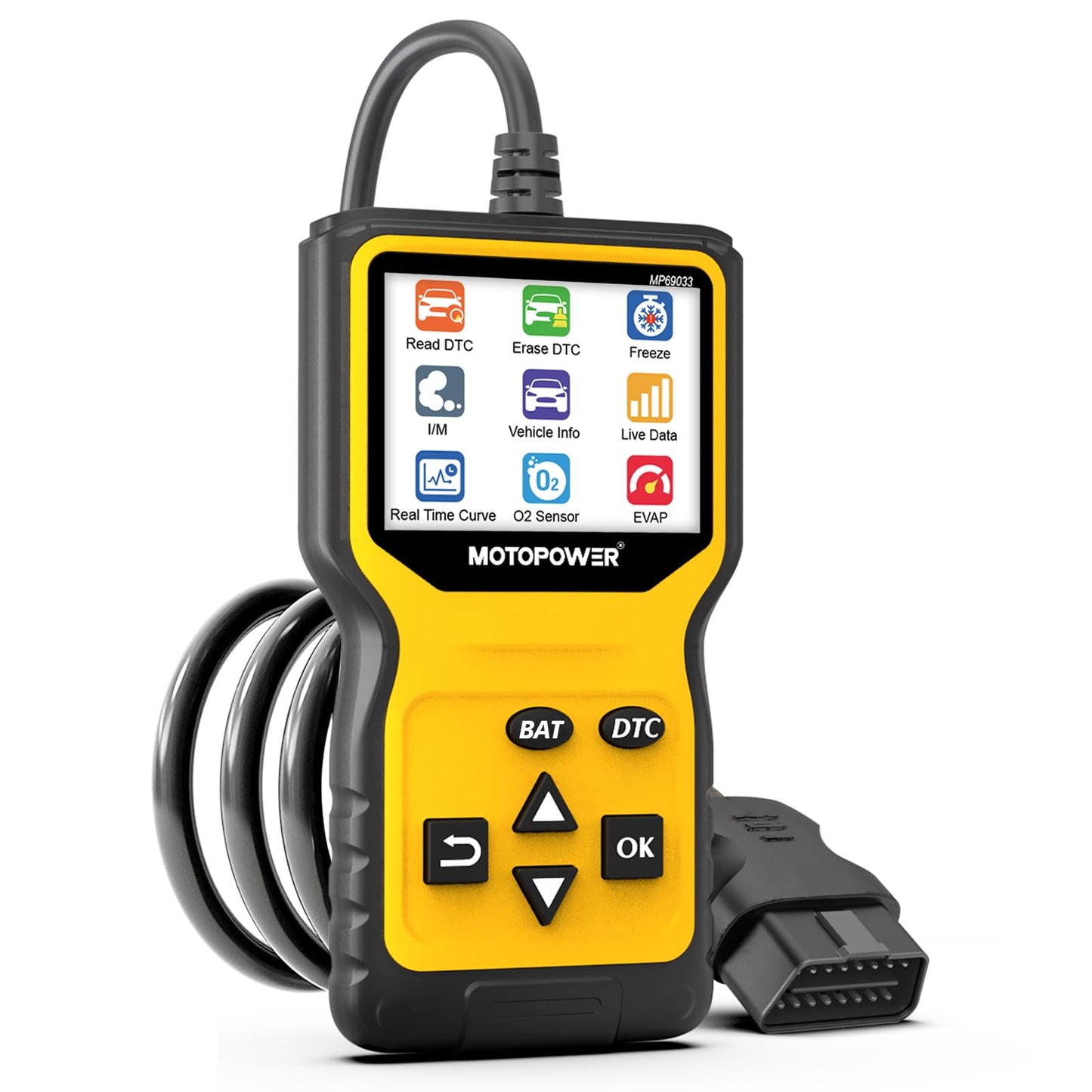 MOTOPOWER MP69033 Pro OBD2 Scanner Code Reader Check Engine Fault Light Diagnostic Scan Tool with Battery Tester